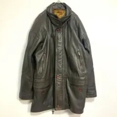 モディーニ 裏地総柄 レザージャケット L-XL 本革 ダークブラウン