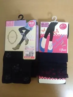花柄タイツ他 M-Lサイズ 2点セット