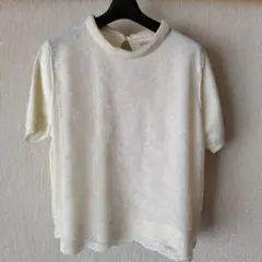 ローズティアラ白レース半袖パールネック４６