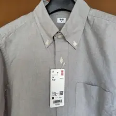 新品　ユニクロ　オックスフォードシャツ　ボタンダウン　06GRAY M 長袖