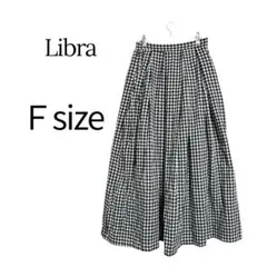 Libra ギンガムチェック フレアスカート ロング丈 綿100% Fサイズ