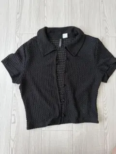 H&M DIVIDED 半袖カーディガン ブラックのサムネイル