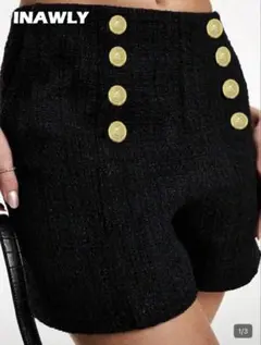 SHEIN シーイン　XXS ツイード ショート パンツ　金ボタン