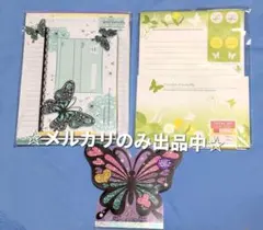 バタフライ 蝶々 レターセット＆メモ帳 カミオジャパン★平成レトロ