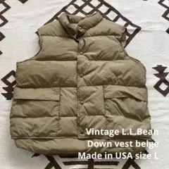 80s 縦型ポケット USA製 L.L.Bean ダウンベスト ベージュ