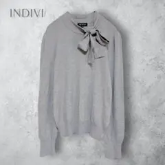 【INDIVI インディヴィ】　ボウタイニット アンゴラ混　上品　シンプル　綺麗