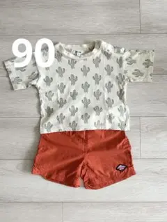 カクタス柄半袖とオレンジハーフパンツ　男の子　サボテン　ビームス　マーキーズ