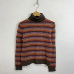NICE CLAUP タートルネック ニットセーター ボーダー vintage