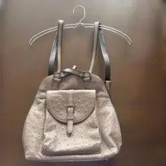 オーストリッチ　本革　リュック　2way トープ・グレージュ