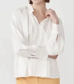 Ballsey ボールジィ ハイカウントサテン ネックフリルブラウス