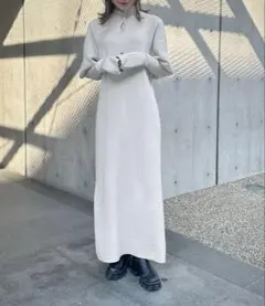 【美品】【&g＇aime】ボリュームスリーブニットロングワンピース