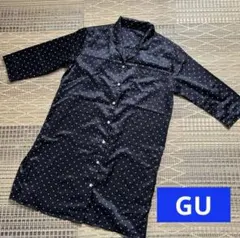 GU ルームウェア パジャマ ハート柄 七分袖　パジャマワンピース サテンのサムネイル