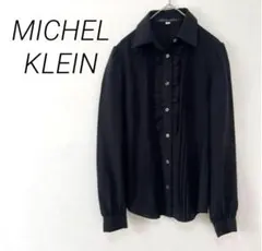 【ミッシェルクラン】MICHELKLEIN 38 シャツ　デザイン　ブラック