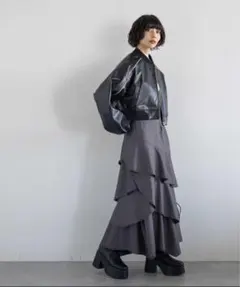 【PAGEBOY】ステッチティアードフレアスカート