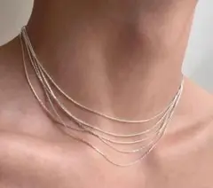 chainnecklace 5連ネックレス　サンウォン　シルバー　シンプルy2k
