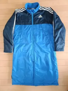 adidas ベンチコート 青 黒 SS(160cm)サイズ