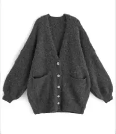 GRL ウール混シャギーニットカーディガン [kz361]チャコール