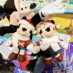 2点セット　ディズニー クリスマス ぬいぐるみバッジ 2025 ミッキー ミニー