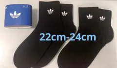 【新品】adidas ミッドカットクルーソックス ブラック 2足組のサムネイル