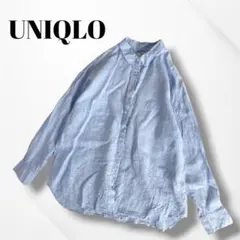 UNIQLO/ユニクロ/レディース/プレミアムリネンシャツ/ブルー/XLのサムネイル