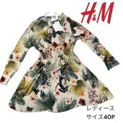 H&M 花柄ワンピース パフスリーブ 40P 総柄