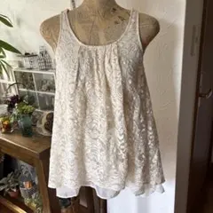 アイボリー レース ノースリーブ チュニック