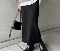 【美品】andme リブニット タイトスカート Lサイズ ブラック