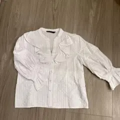 ZARA BASIC フリル付きシャツ Sサイズ ホワイト