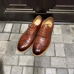 ケ*ン様 ブラウン クロコダイル型押し レースアップシューズ