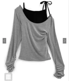 GRL リボンキャミソール×ワンショルトップスアンサンブル[ac2460]