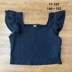 SHEIN クロップドトップス スクエアネック　　黒11-12Y 146〜152のサムネイル
