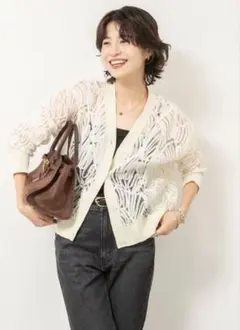 Rie Miller チュール刺繍カーディガン ホワイトのサムネイル