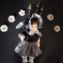 ぽぽちゃん服　ワンピース＆うさ耳ボンネット