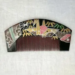 和装小物 櫛 蒔絵風 螺鈿細工調　折り鶴