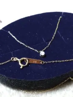 agete アガット K18YG ダイヤモンドネックレス (0.05ct)
