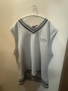 DAZY グレー Vネック ノースリーブ スウェットベスト 韓国 カジュアル