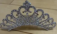 【美品】シルバー ハート形 ティアラ