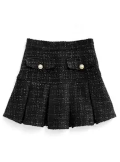 GRL インパン裏地付きラメツイードプリーツミニスカート[at2353]