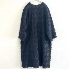 Kaon カオン　総刺繍ワンピース　黒　七分袖　立体刺繍　セレモニーワンピースのサムネイル