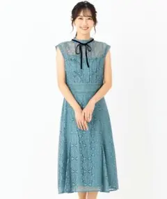 23区APPLAUDIR ランダムヘムレースワンピース 40 ライトグリーン 
