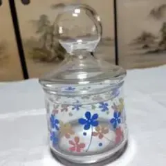 花柄ガラス瓶 蓋付き 保存容器