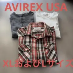 AVIREX USA まとめ売り　チェック柄長袖シャツ　半袖シャツ