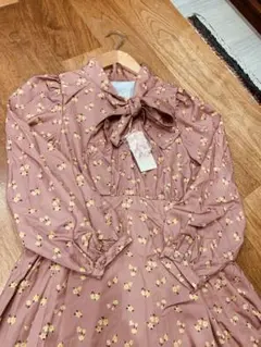 clear☆花柄リボン付きマキシ丈ワンピース　タグ付き新品