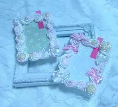 ハンドメイド　硬質ケース　トレカケース　ホイップデコ　推し活　ピンク　白