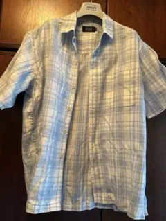POLO 半袖チェックシャツ ライトブルー Mサイズ