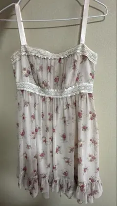 フラワープリント ノースリーブミニワンピース　花柄　森ガール　姫