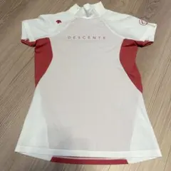 DESCENTE ゴルフシャツ L ホワイト/ピンク