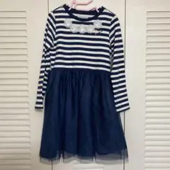 ミキハウス ストライプ 長袖ワンピース 120cm