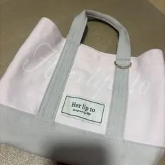 Her lip to キャンバストートバッグ ピンク グレー - メルカリ