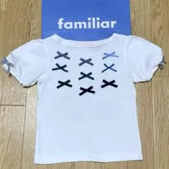 familiar リボンデザイン半袖カットソーTシャツ 120サイズ ホワイト